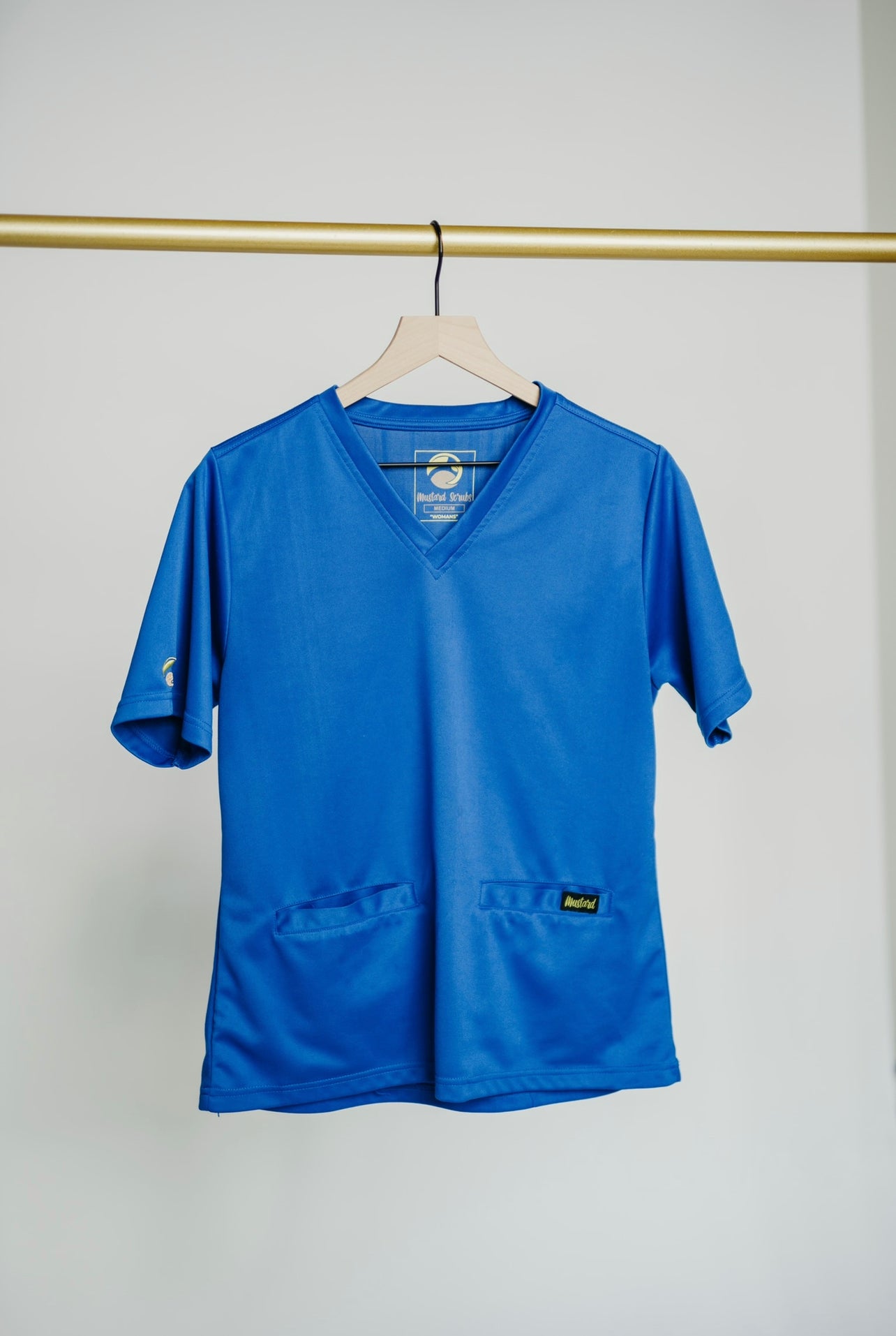 Women's Royal Blue Short Sleeve Double Pocket Scrub Top