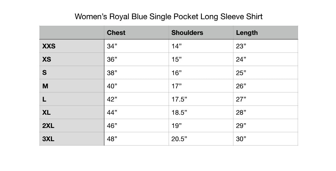 Women's Royal Blue Long Sleeve Single Pocket Scrub Top
