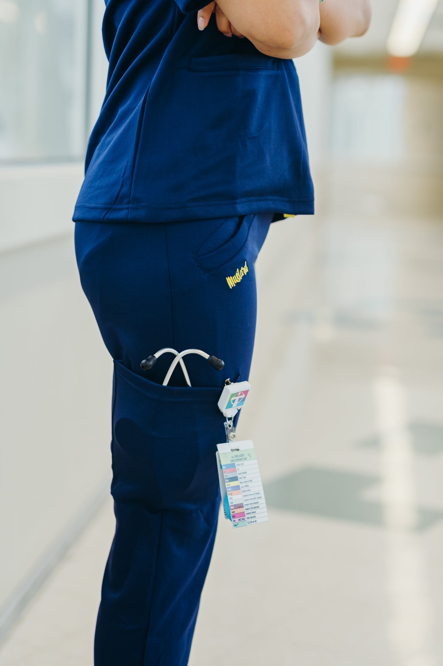 Women's Navy Blue Mid Rise Scrub Pants