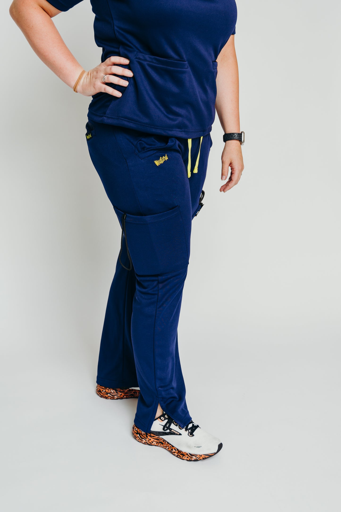 Women's Navy Blue Mid Rise Scrub Pants